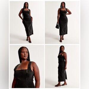 Abercrombie & Fitch Black Denim Midi Dress
